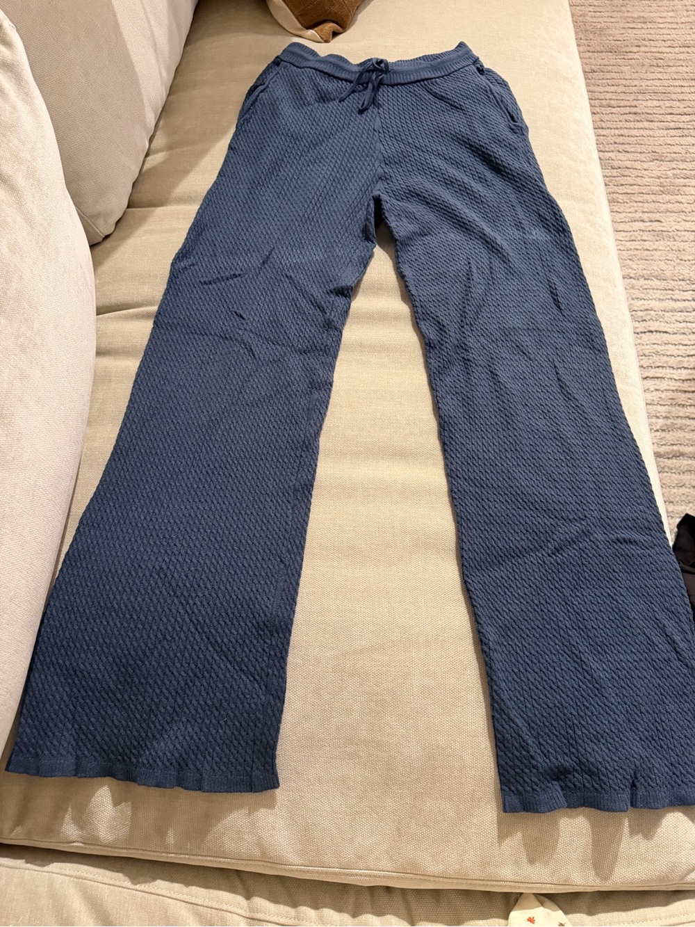 WeWoreWhat Kids Navy Wide-Leg Knit Joggers - Textured Navy